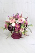 Jesienny stroik flower box prezent kwiatowa dekoracja domu RÓŻ