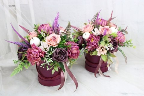 Jesienny stroik flower box prezent kwiatowa dekoracja domu RÓŻ Jesienny stroik flower box prezent kwiatowa dekoracja domu RÓŻ