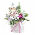 Kompozycja świąteczna aniołek box stroik do domu różowy