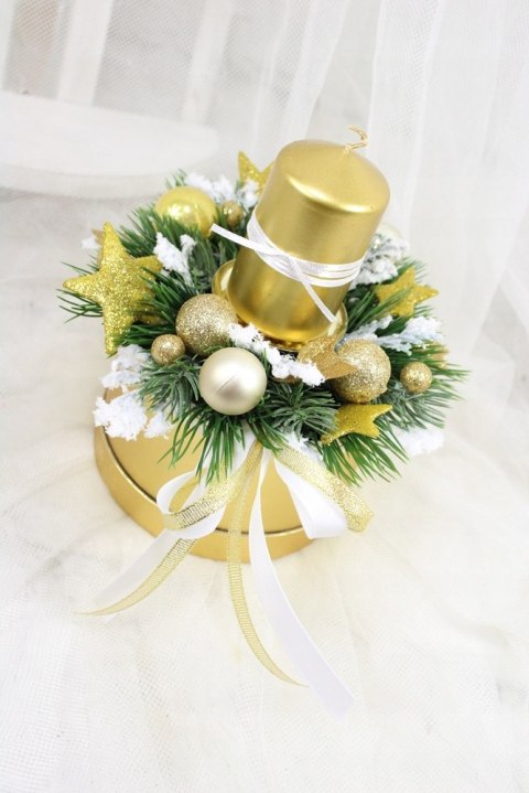 Kompozycja zimowa stroik świąteczny na stół ozdoba