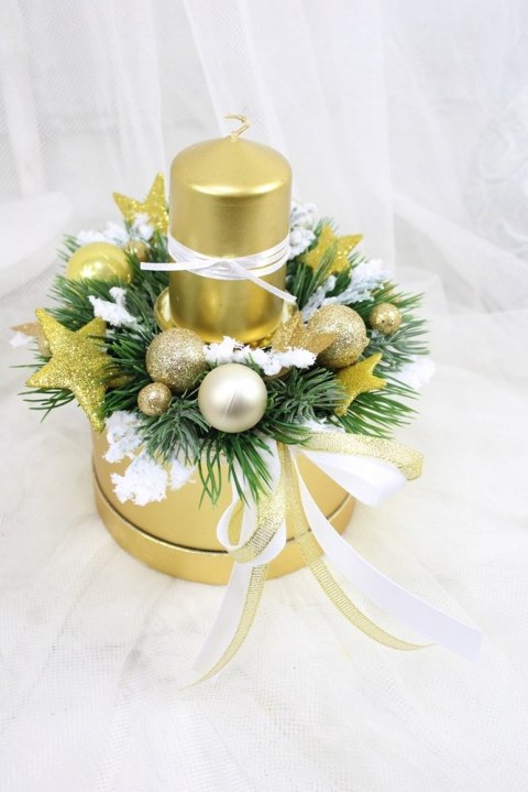 Kompozycja zimowa stroik świąteczny na stół ozdoba