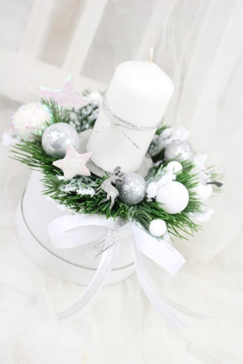 Kompozycja zimowa stroik świąteczny na stół ozdoba