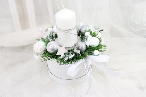 Kompozycja zimowa stroik świąteczny na stół ozdoba