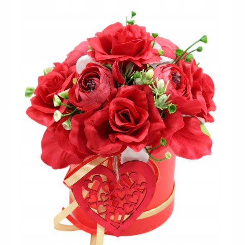 Kwiaty w pudełku Walentynki prezent czerwone róże pachnący Box