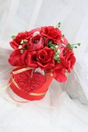 Kwiaty w pudełku Walentynki prezent czerwone róże pachnący Box