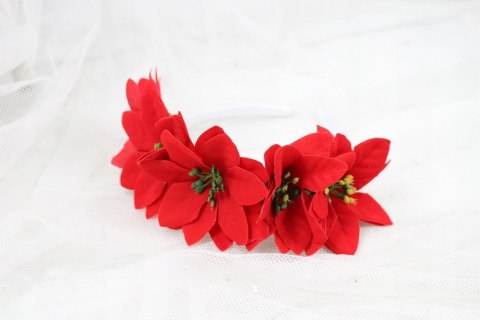 Opaska świąteczna do włosów CZERWONA sesja foto