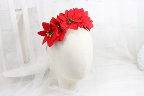 Opaska świąteczna do włosów CZERWONA sesja foto