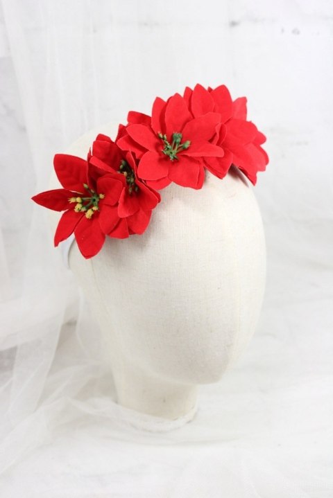 Opaska świąteczna do włosów CZERWONA sesja foto