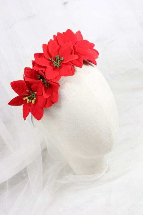 Opaska świąteczna do włosów CZERWONA sesja foto