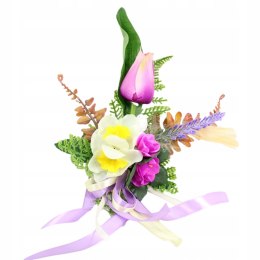 Ozdoba do koszyka dekoracja kokarda wielkanocna tulipany Fiolet