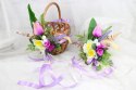 Ozdoba do koszyka dekoracja kokarda wielkanocna tulipany Fiolet