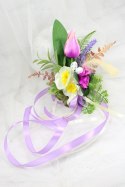 Ozdoba do koszyka dekoracja kokarda wielkanocna tulipany Fiolet