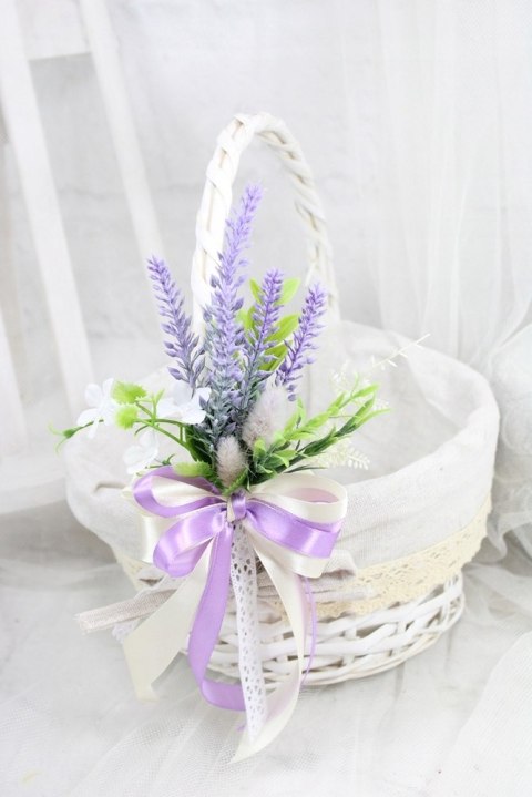 Ozdoba do koszyka wielkanocnego kokarda dekoracja lawenda