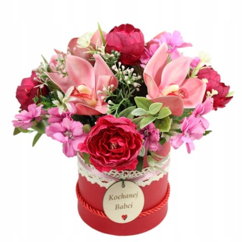 Stroik box prezent kwiaty dla Dziadka Babci pachnący bukiet kwiatów