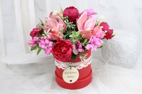 Stroik box prezent kwiaty dla Dziadka Babci pachnący bukiet kwiatów