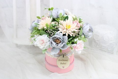 Stroik box prezent kwiaty dla Dziadka Babci pachnący bukiet kwiatów