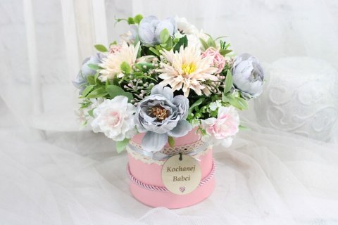 Stroik box prezent kwiaty dla Dziadka Babci pachnący bukiet kwiatów