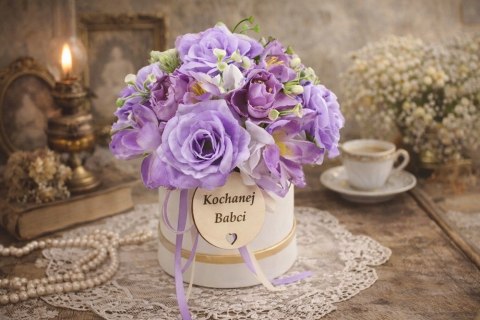 Stroik box prezent kwiaty dla Dziadka Babci pachnący bukiet kwiatów