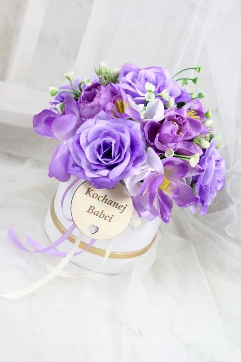 Stroik box prezent kwiaty dla Dziadka Babci pachnący bukiet kwiatów