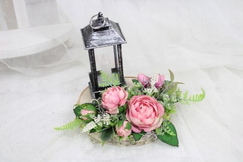 Stroik kompozycja na grób kolumbarium mały LAMPION plaster drewna