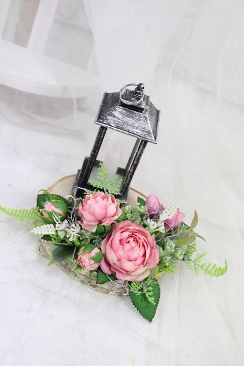 Stroik kompozycja na grób kolumbarium mały LAMPION plaster drewna