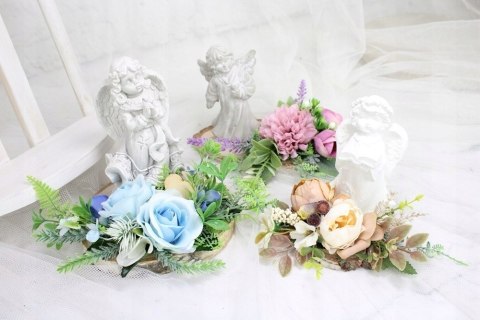 Stroik kompozycja na grób kolumbarium mały LAMPION plaster drewna