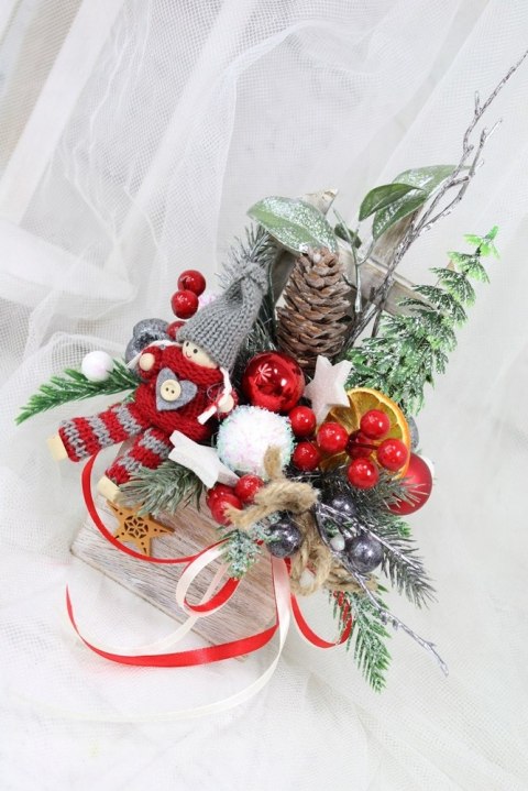 Stroik świąteczny na stół kompozycja bożenarodzenie makoszki