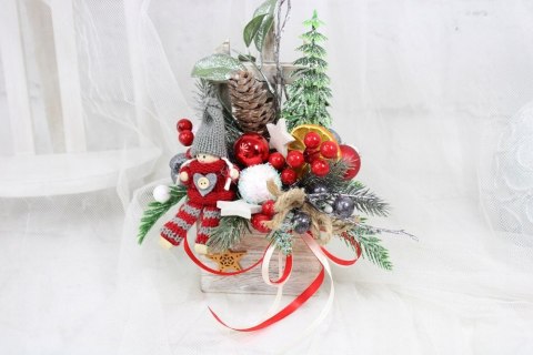 Stroik świąteczny na stół kompozycja bożenarodzenie makoszki