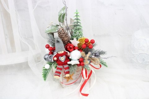 Stroik świąteczny na stół kompozycja bożenarodzenie makoszki