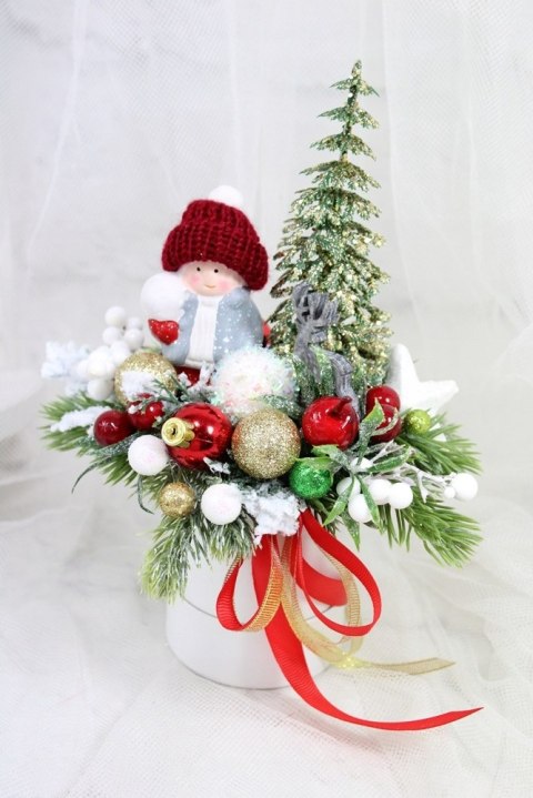 Świąteczny stroik na stół box dekoracja domu choinka