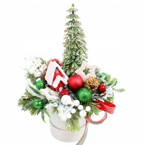 Świąteczny stroik na stół box dekoracja domu domek