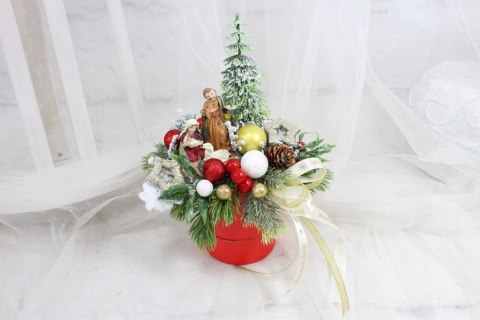 Świąteczny stroik na stół box dekoracja domu szopka