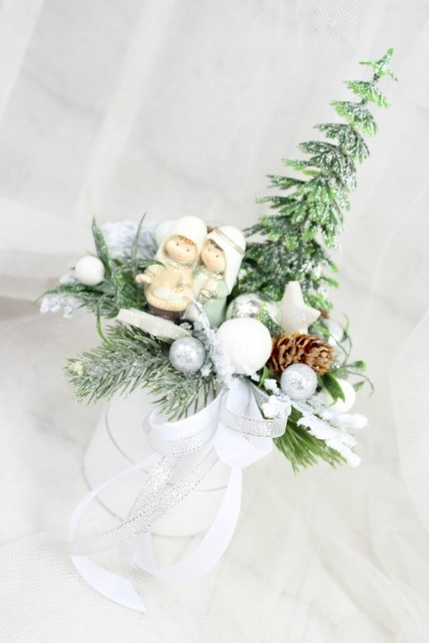 Świąteczny stroik na stół box dekoracja domu szopka