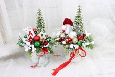 Świąteczny stroik na stół box dekoracja domu szopka