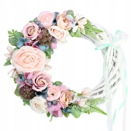 Wianek kwiatowy dekoracja domu drzwi stroik Pudrowy