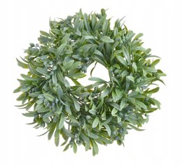 Wianek liściasty ozdobny dekoracyjny 25cm jasno zielony baza