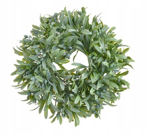 Wianek liściasty ozdobny dekoracyjny 25cm jasno zielony baza