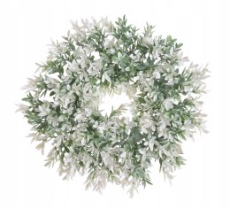 Wianek ozdobny 23cm biało zielony eukaliptus drobnolistny baza