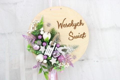 Wianek stroik świąteczny drewno dekoracja do domu
