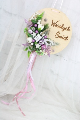 Wianek stroik świąteczny drewno dekoracja do domu