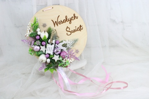 Wianek stroik świąteczny drewno dekoracja do domu