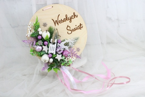 Wianek stroik świąteczny drewno dekoracja do domu