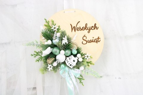 Wianek stroik świąteczny drewno dekoracja do domu