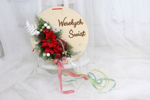 Wianek stroik świąteczny drewno dekoracja do domu