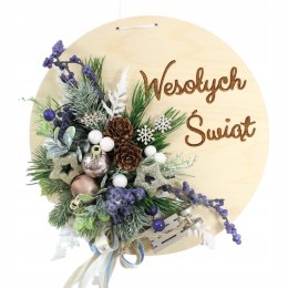 Wianek stroik świąteczny drewno dekoracja do domu