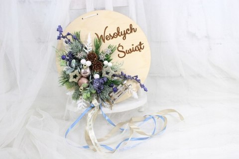 Wianek stroik świąteczny drewno dekoracja do domu