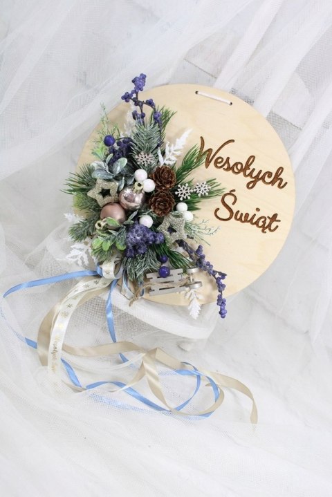 Wianek stroik świąteczny drewno dekoracja do domu