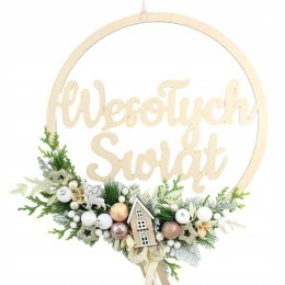 Wianek stroik świąteczny obręcz dekoracja do domu domek
