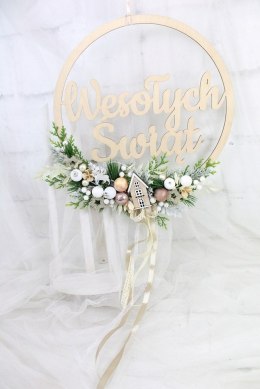 Wianek stroik świąteczny obręcz dekoracja do domu domek