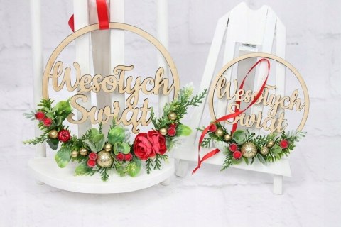 Wianek stroik świąteczny obręcz dekoracja do domu domek